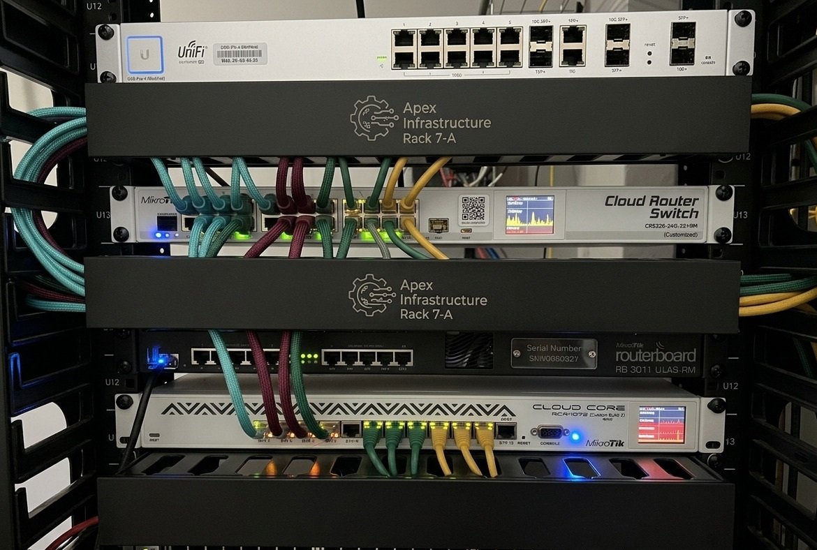 Organização de rack e switch Infronex